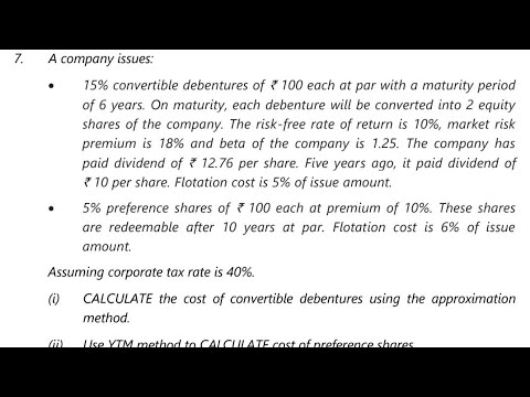 COST Of Capital CA Inter ICAI Module Practical Question 7 New Scheme ...