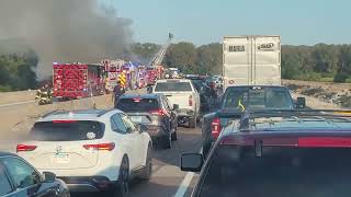 FedEx truck on fire West bound I-270 Illinois/Missouri state line
