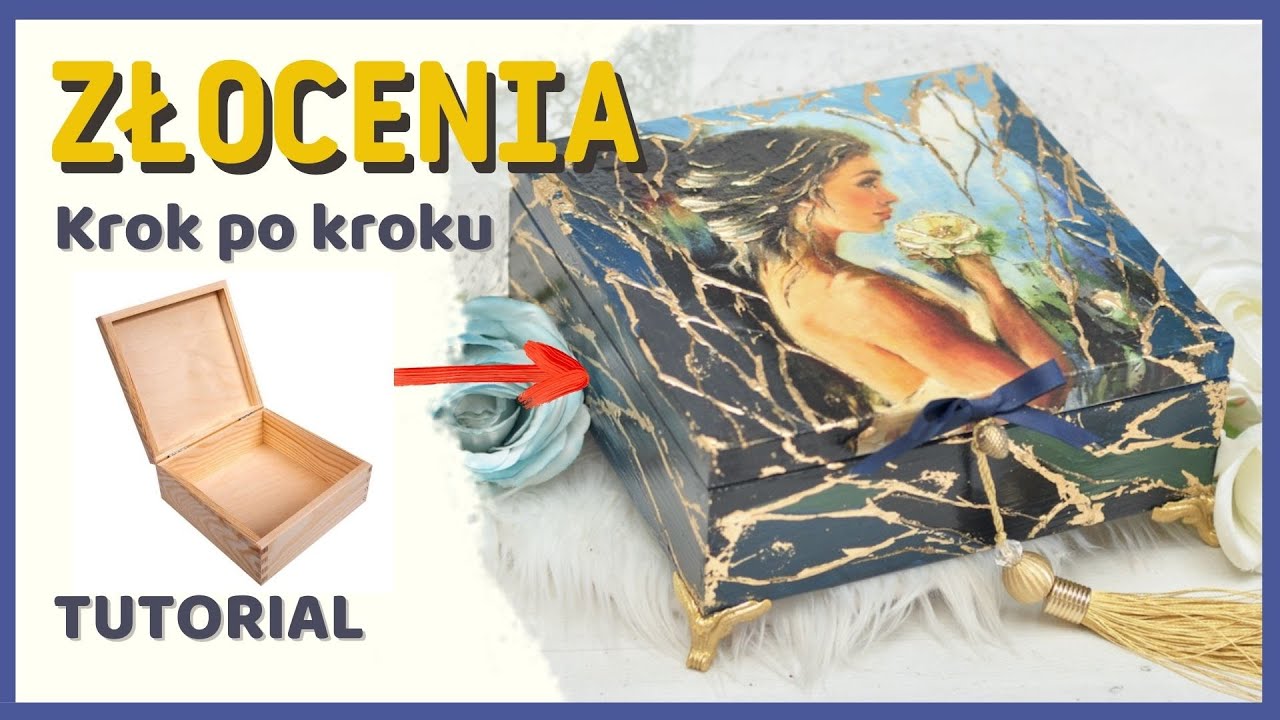 DECOUPAGE pudełko ze złoceniami [jak przyklejać szlagmetal] No. 881