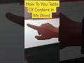 How To Use Table Of Content In #MS_WORD #ms_word_tutorial #ms_office #mswordforbeginners #saci