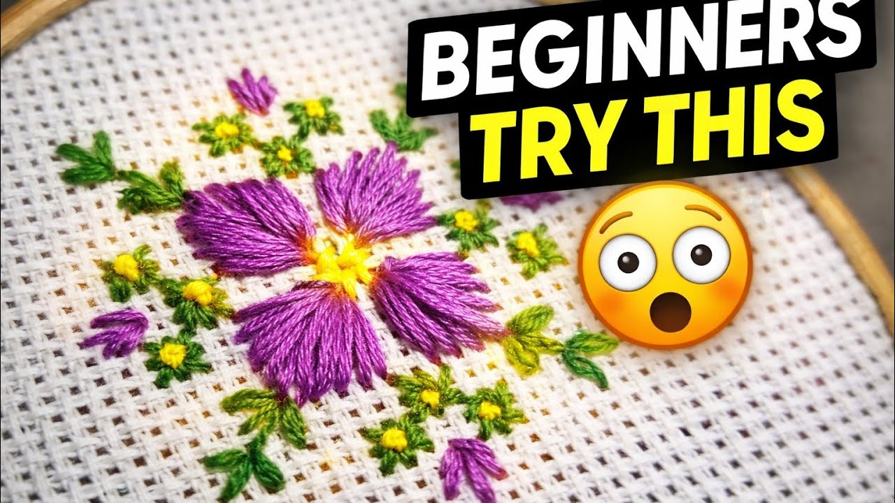 Beautiful Floral Hand Embroidery Easy Flower Design for Beginners
