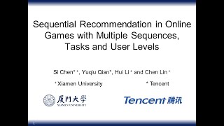 Famous SSTD21: Sequential Recommendation in Online Games with Multiple Sequences, Tasks and User Levels Wealth
