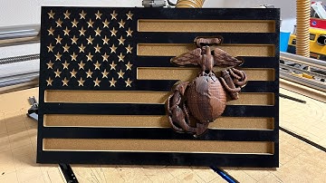 American Flag with 3D USMC Emblem made using the @OnefinityCNC and @vectric on MDF and Walnut