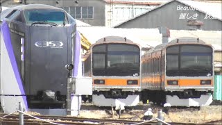 解体予定の209系&E217系に見送られ E353系S206編成 松本車両センターに長野総合車両センターから回送される!2025.4.4 JR長野総合車両センター panasd 3860