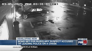 Bond set for burglary suspect accused of leading police on a chase