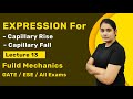 Expression for Capillary Rise and Fall | Fluid Mechanics GATE Lectures in Hindi | Well Academy
