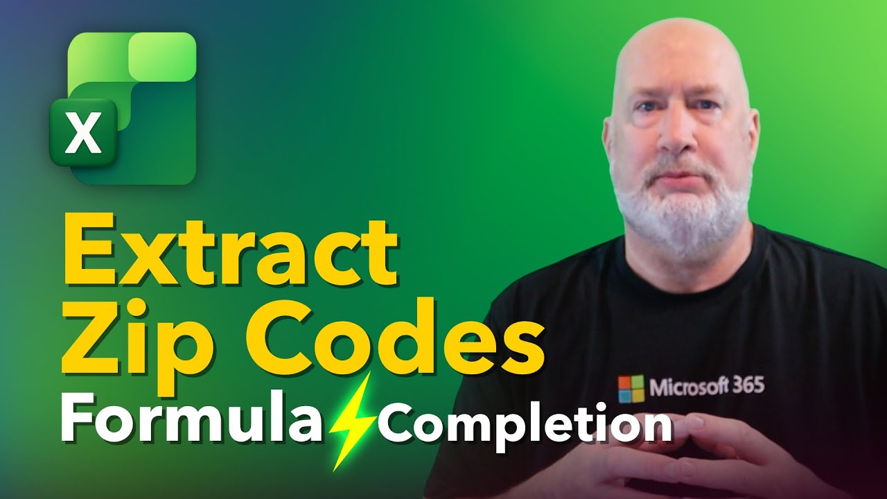 Excel Formula Completion: Extract Zip Codes from Text - YouTube