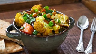 Curry Spiced Roasted Vegetables with Chickpeas  Delicious Vegan Side Recipe that everyone will Love