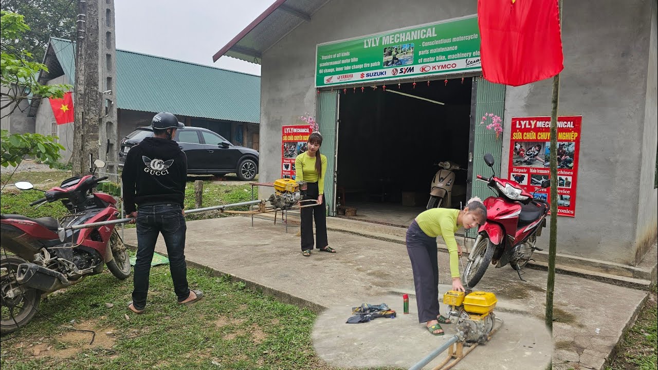 The genius girl repaired the boat engine that had been submerged underwater in a short time.