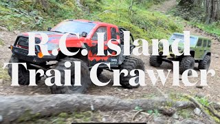 Axial Scx6 Honcho and Scx6 Jeep Rubicon trail crawling up Rocky Knoll Trail in Morrell Sanctuary