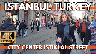 ISTANBUL TURKEY CITY CENTER 4K WALKING TOUR ISTIKLAL LIVELY SHOPPING STREET BUSY DAY