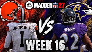 Browns vs Ravens Week 16 Simulation | Madden 27 Rosters