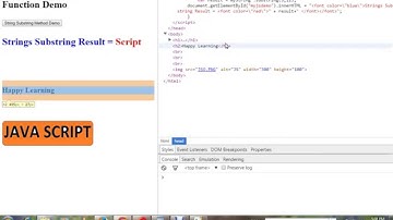 STRINGS SUBSTRING METHOD IN JAVA SCRIPT   DEMO