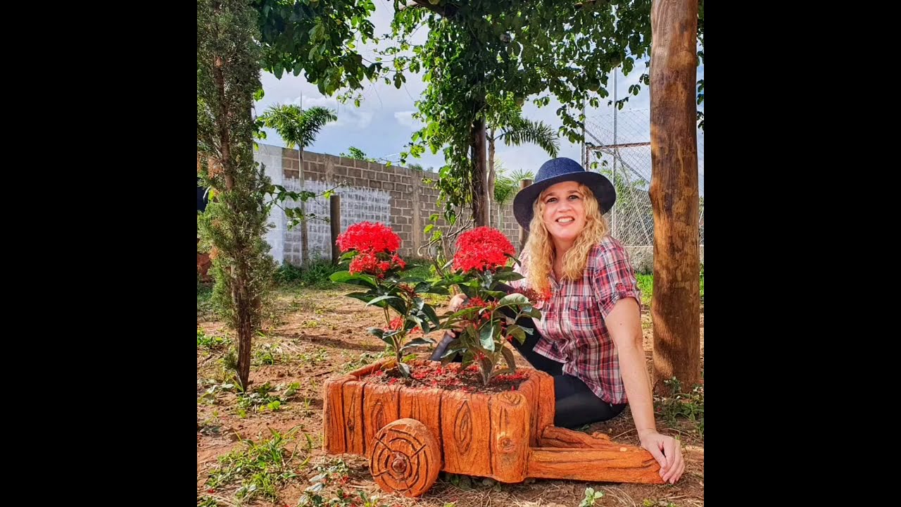 Carrinho ou Floreira de Cimento para o Jardim.