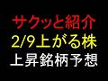 2/9(月)上がる株を予想
