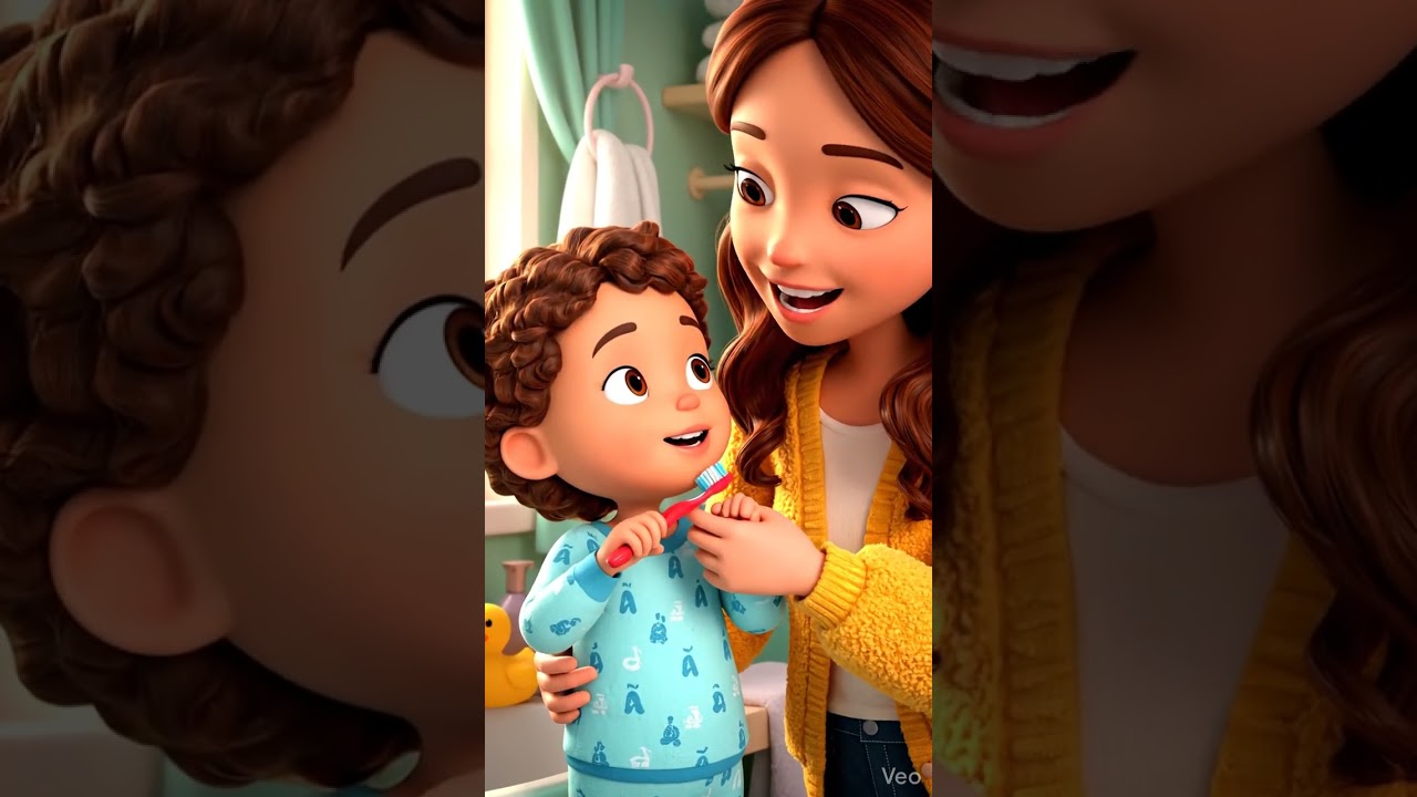 Mom Teaching Baby Brushing Teeth 🦷💙 | Kids Learning Shorts 