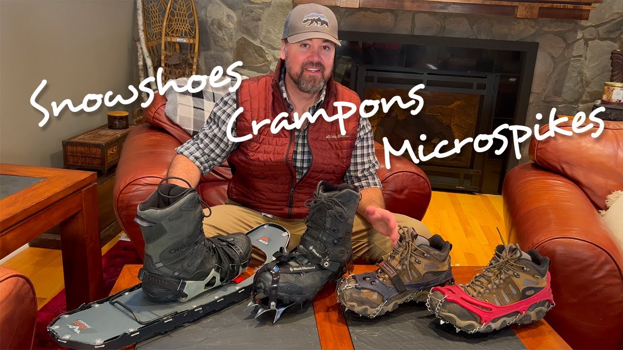 Microspikes, Crampons, and Snowshoes. Winter hiking traction. YouTube