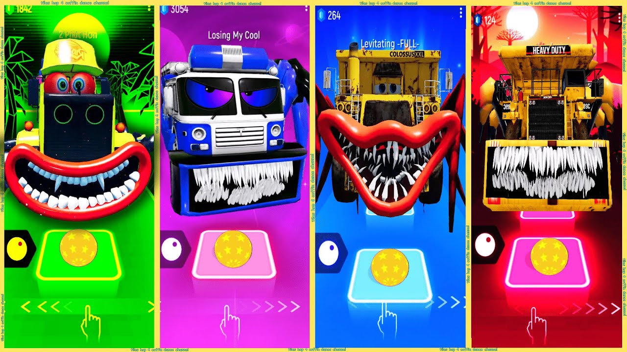 coffin dance - Mack truck monster 🆚 Fire Truck Eater 🆚 Colossus truck eater 🆚 Dump truck | Tiles HOP
