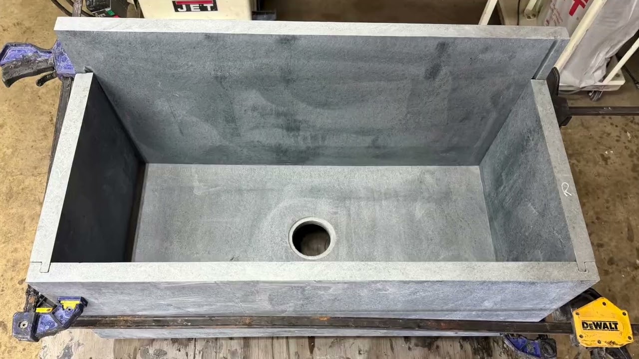 Custom High Back Old Dominion Soapstone Sink with Custom Steel Base