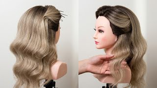 Elegant Half-Up Wavy Hairstyle Tutorial for Occasions | Step-by-Step on a Mannequin screenshot 4