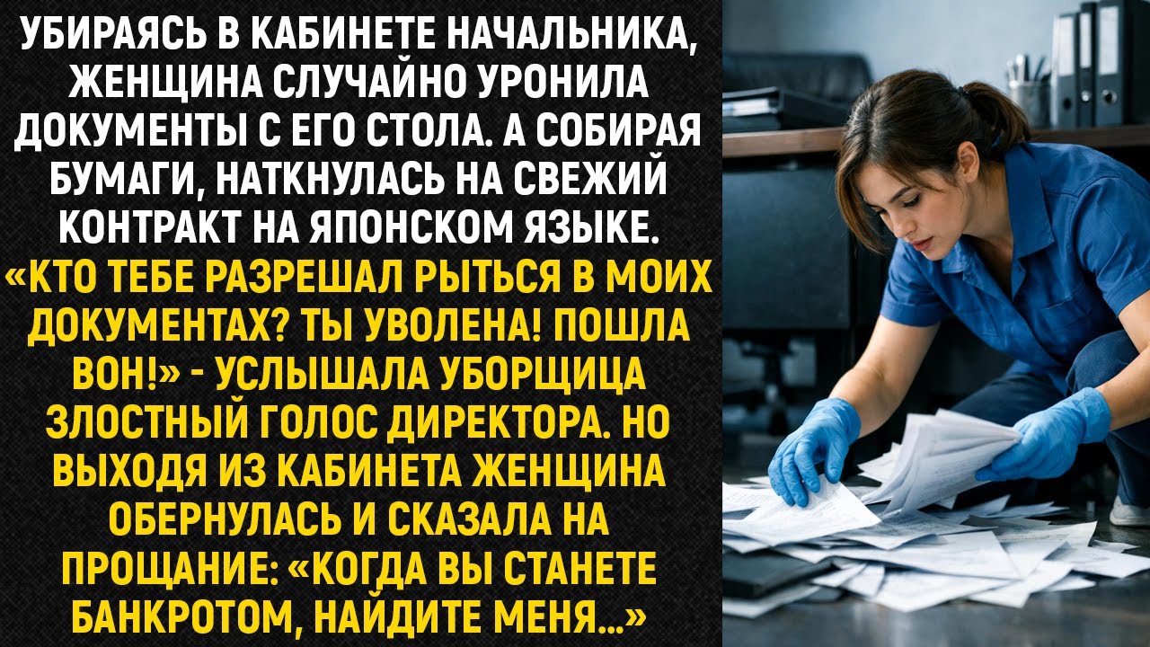 Убираясь в кабинете начальника, женщина случайно уронила документы с его стола. А собирая бумаги...