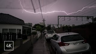 Walking in Thunderstorm Sydney • Heavy Rain, Thunder, Traffic Binaural Sounds ASMR • 4K