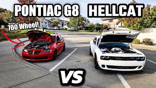 MY FRIENDS PROCHARGED PONTIAC G8 CALLS OUT MY 2022 HELLCAT TO RACE!