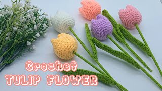 Crochet TULIP FLOWER 🌷 Friendly Tutorial For Beginners Flower Bouquet #crochet #crochettutorial