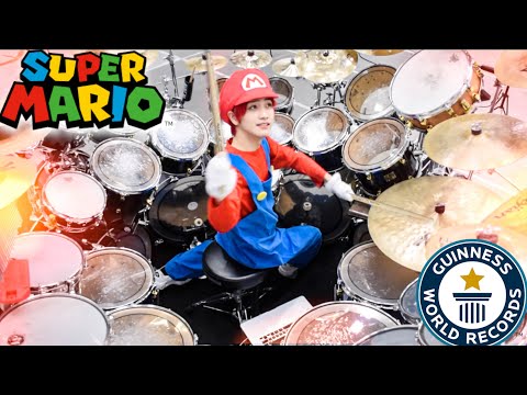 世界一巨大なドラムでマリオメドレー叩いてみた!! 【マリオドラム】  /  A drummer in Super Mario World