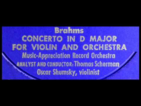 Brahms / Oscar Shumsky, 1956: An Analysis of the D Major Violin Concerto - Book of the Month Club