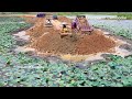 Incredible Project Making Road By Two D31P &amp; D20P Bulldozer Pushing Soil &amp; 5Ton Truck Unloading Soil