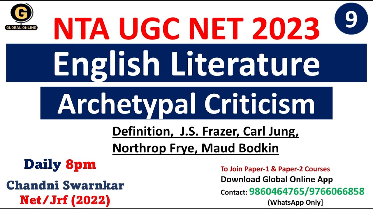 Archetypal Criticism for UGC NET EXAM| Most Important Writers of Archetypal Criticism| Northrop Frye