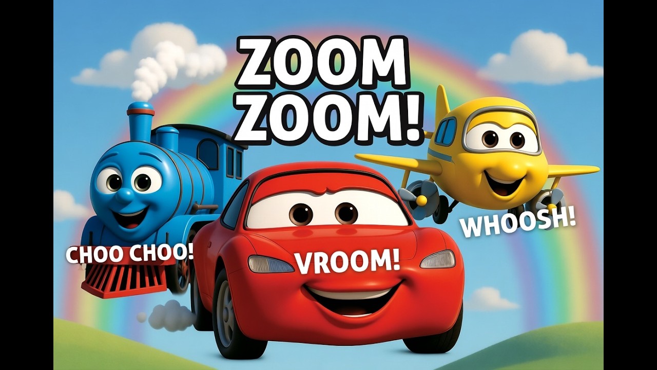 Wheels Go Zoom! 🚗🚆✈️ | Vehicle Sounds Song for Kids | Fun Learning Rhyme