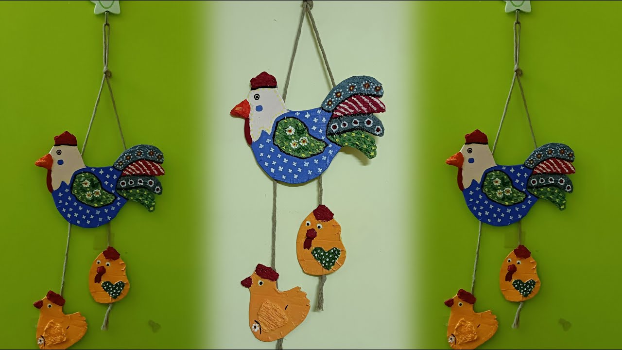 "Rustic Cardboard Rooster & Chicks🐥🐓🐥 : DIY Handmade Garden Décor"