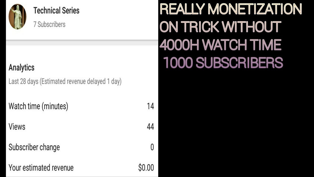 maybe! 1000 subscribers 4000h watchtime decrease with... Enable Monetization without 4000h watch time and 1000 subscriber - YouTube