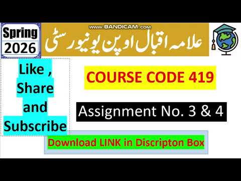 ⏩ AIOU Code 419 Solved Assignment No.3 & 4 Spring 2026 || Education || Bachelor BA/B.Com/ADP