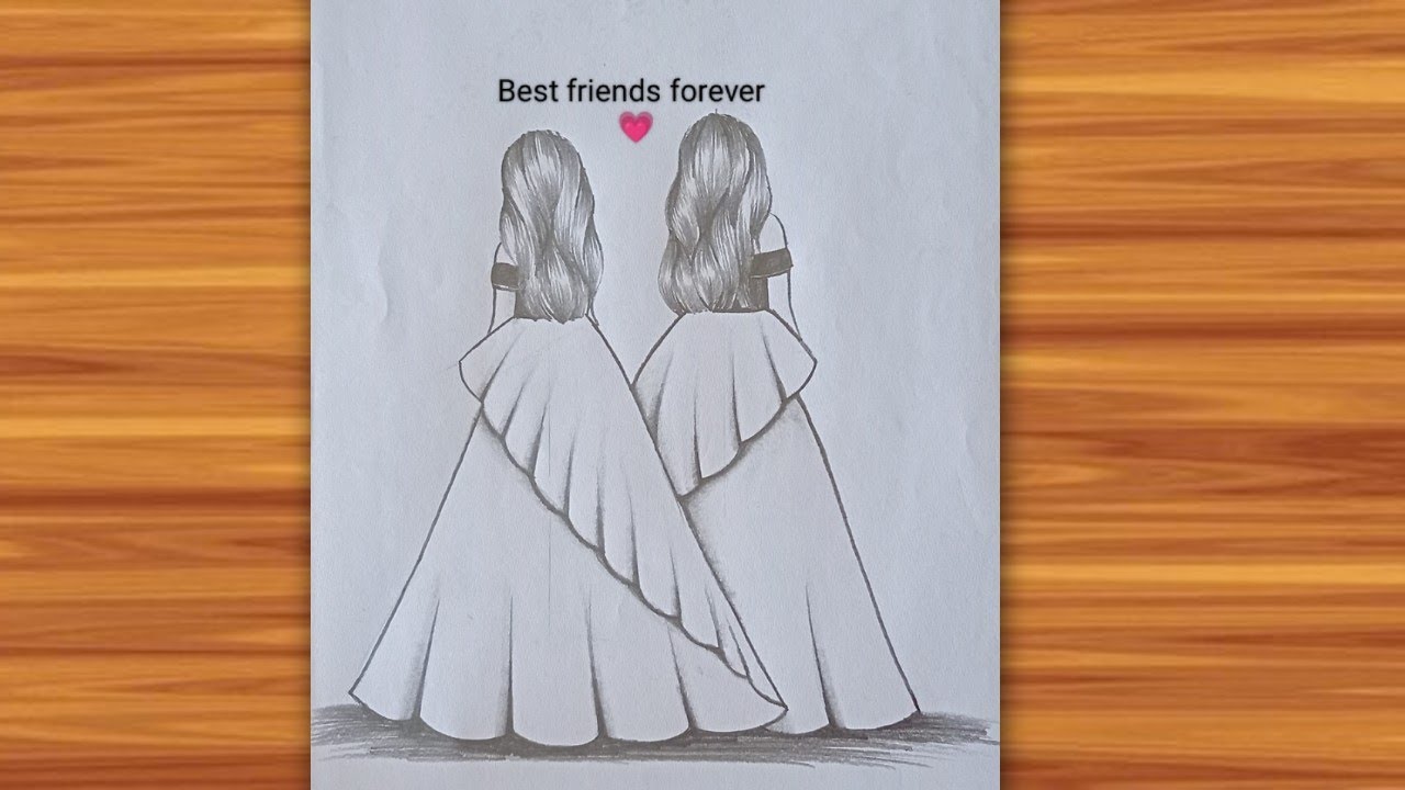 How to draw two girls best friends step by step|bff drawing easy|pencil ...