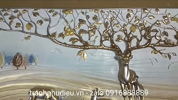 Tranh phù điêu đẹp gia đình tuần lộc - tranh phù điêu hiện đại phong thủy làm từ đất sét