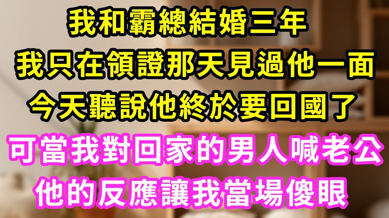 我和霸總結婚3年，我只在領證當天見過他一面，今天他終於從國外回來了！可是當我對著進門的男人喊老公，他的反應讓我直接傻眼#甜寵#灰姑娘#霸道總裁#愛情#婚姻#小嫻說故事#暖風故事匯