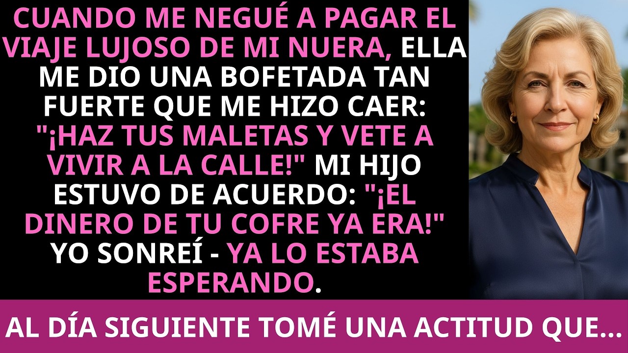 Cuando me negué a pagar el viaje lujoso de mi nuera, ella me dio una bofetada tan fuerte que me...