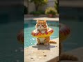 Cat in swimming pool🌊#Shorts#YouTubeShorts#Viral#Trending#FYP#ForYou#Explore#WatchNow#MustWatch