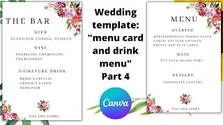 Wedding Invitation Part 4 | Food and Drink Menu| Wedding Invitation template