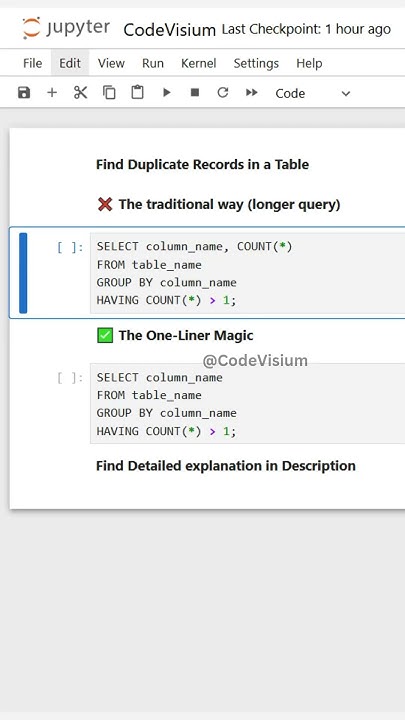 🔥 Stop Writing Long Queries! Use This SQL One-Liner for Duplicates! # ...