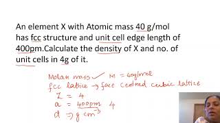 SOLVED PROBLEM -  SOLID STATE CHEMISTRY-   FIND THE  NO. OF UNIT CELLS IN A GIVEN MASS OF THE ATOM Profile