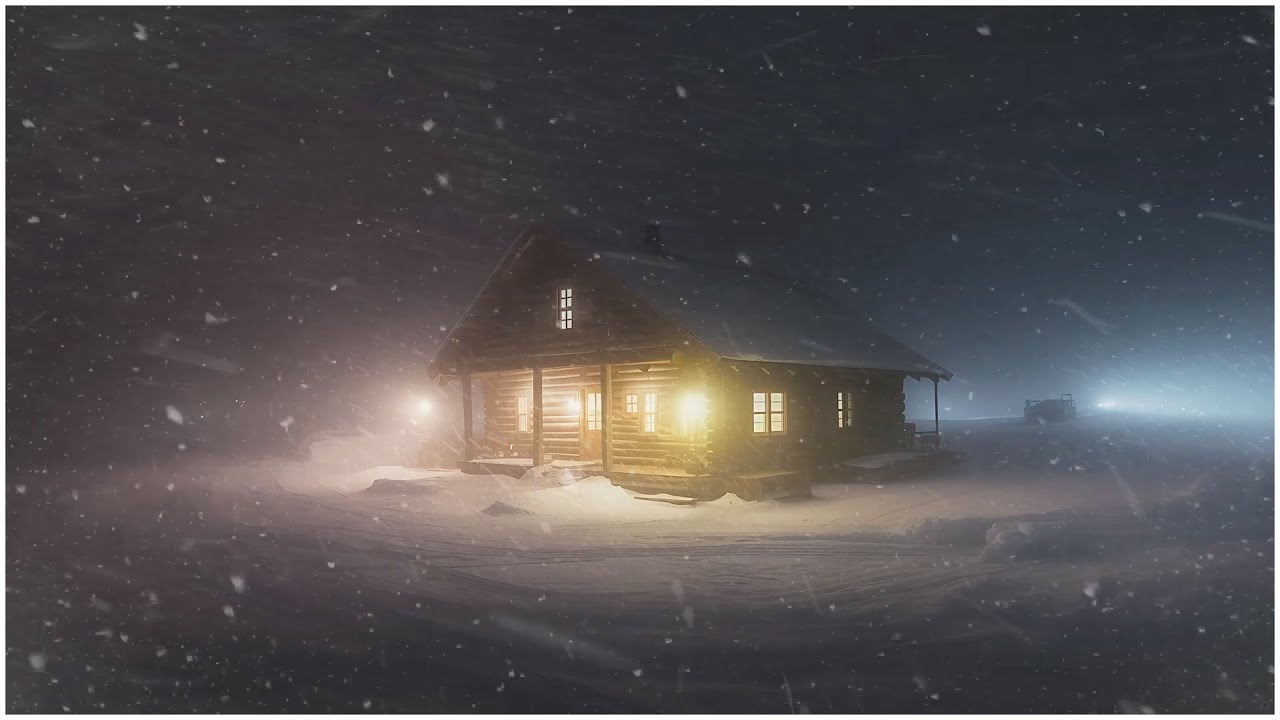 Loud Blizzard at a Lonely Log Cabin┇Wind Sounds for Sleeping┇Icy Snow Storm & Howling Wind