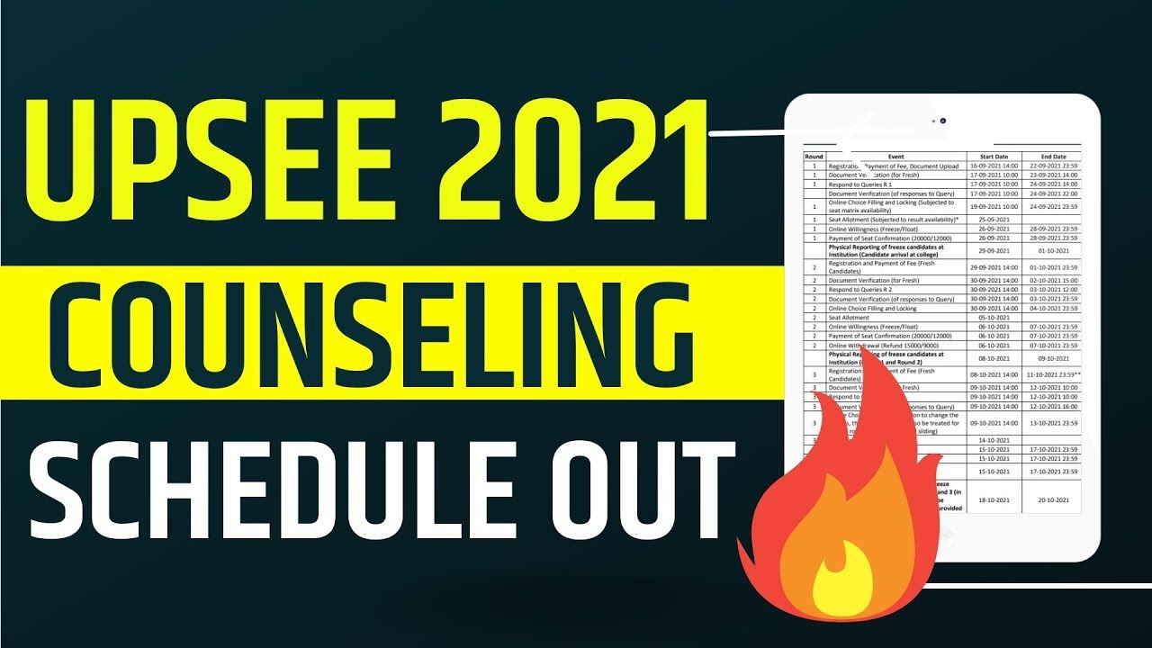Upsee Counselling 2021 Schedule Out🔥 YouTube