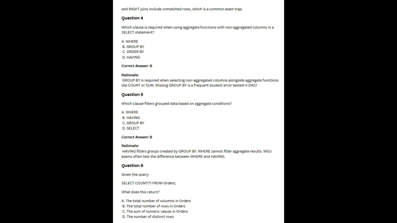 WGU D427 — Data Management Applications Exam-Style Practice Questions Pack 120+ Questions