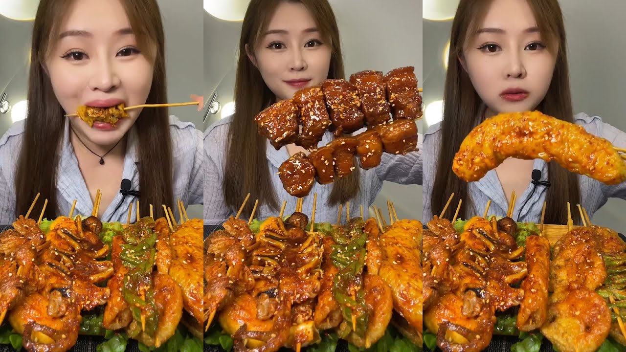 ASMR Mukbang Makanan Korea Terbaru Yummy Sate Pedas Sekali Enak Makecoh