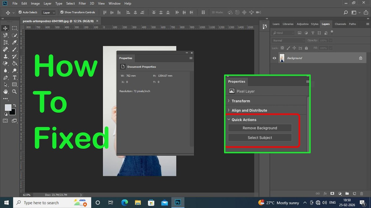 Remove Background Option Missing in Properties Panel in Photoshop CC ...