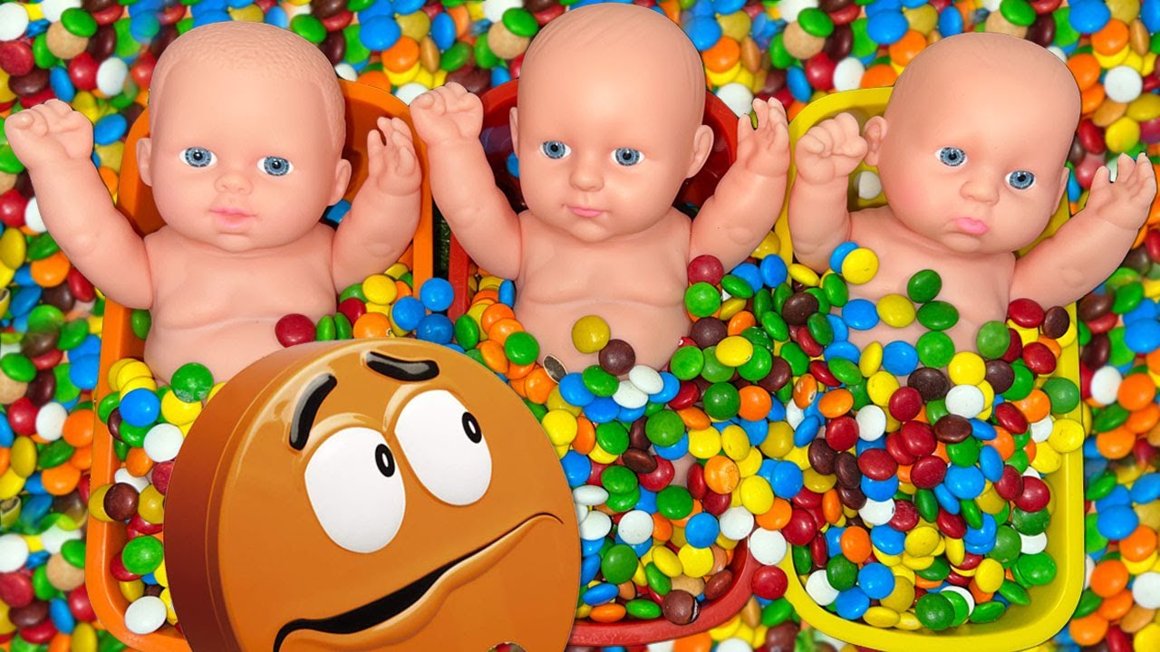 3 Minutes Satisfying - Rainbow BathTubs Candy with M&M's & Slime, Playdoh Big Video